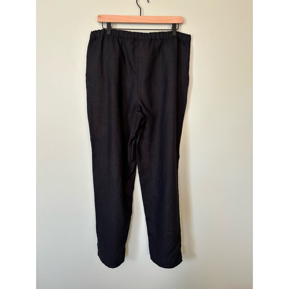 J. Jill Black 100% Linen Wide Leg Pants Elastic Waist Pull On M - Picture 4 of 9